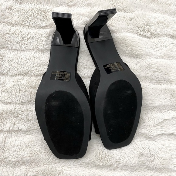Just Fab Black Suede Mules Heels Size 9.5 - Picture 6 of 10